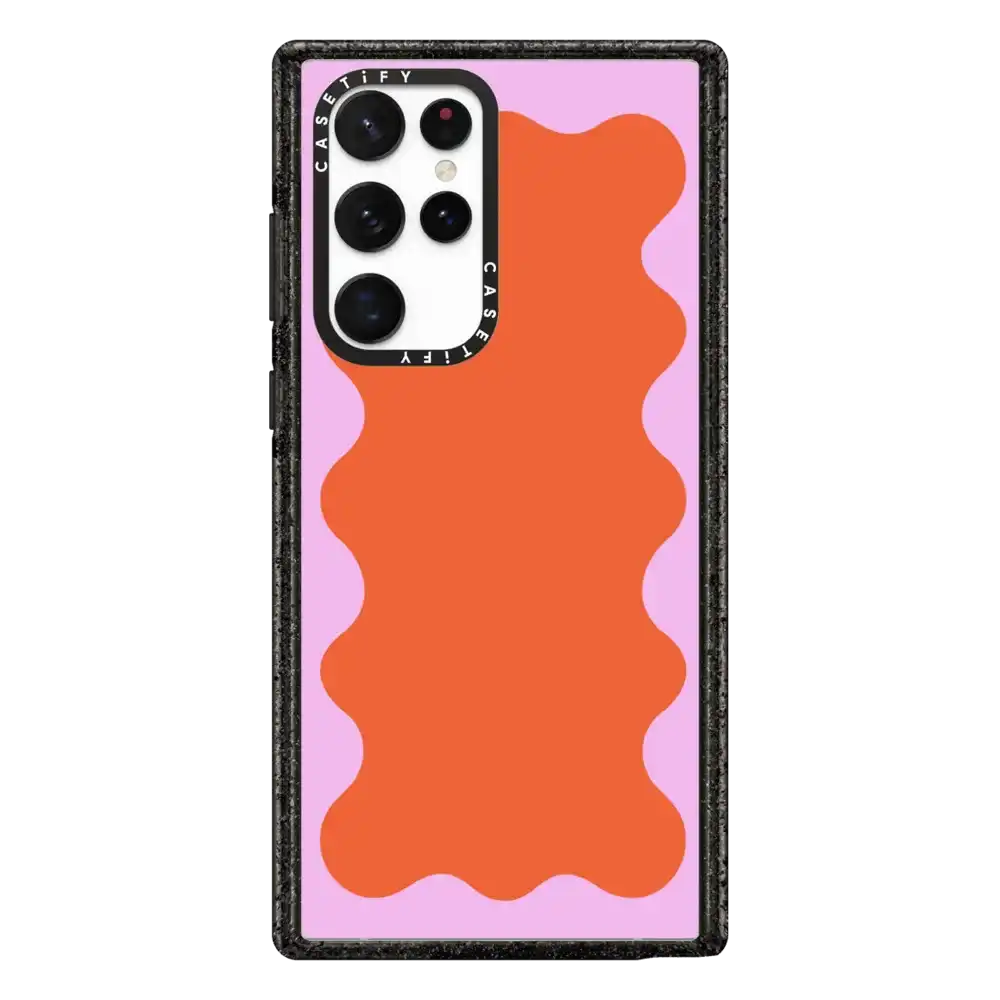Pink Wavy Border on Orange