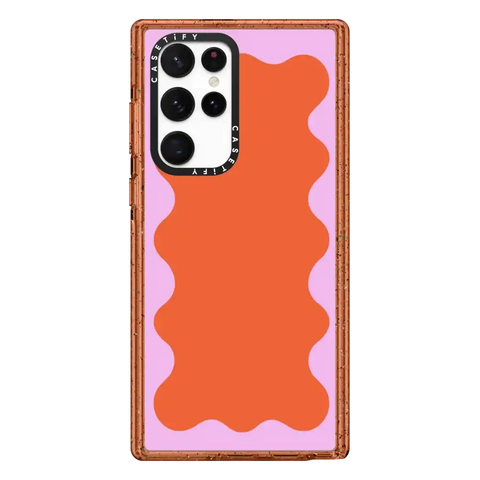 Pink Wavy Border on Orange