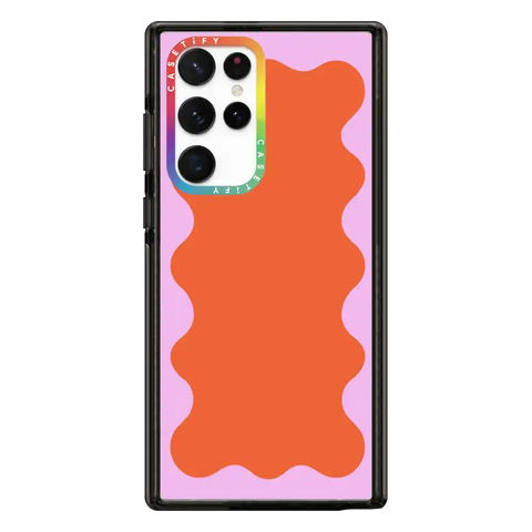 Pink Wavy Border on Orange