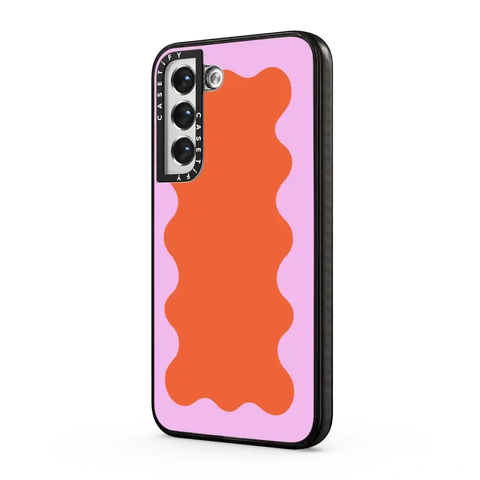 Pink Wavy Border on Orange