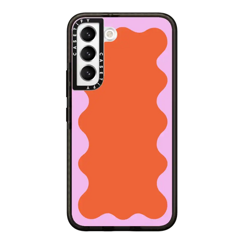 Pink Wavy Border on Orange