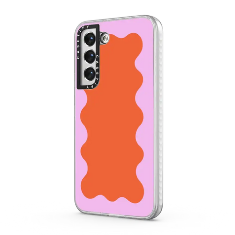 Pink Wavy Border on Orange
