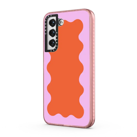 Pink Wavy Border on Orange