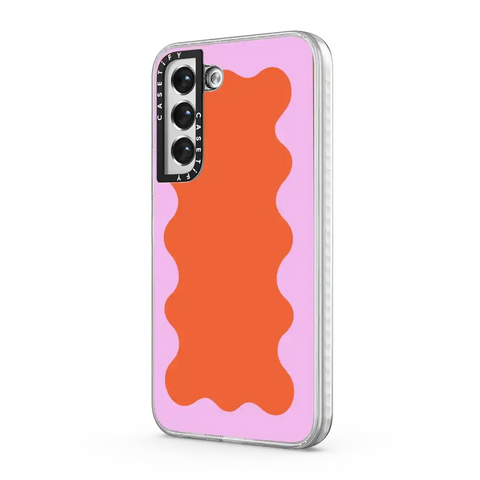 Pink Wavy Border on Orange