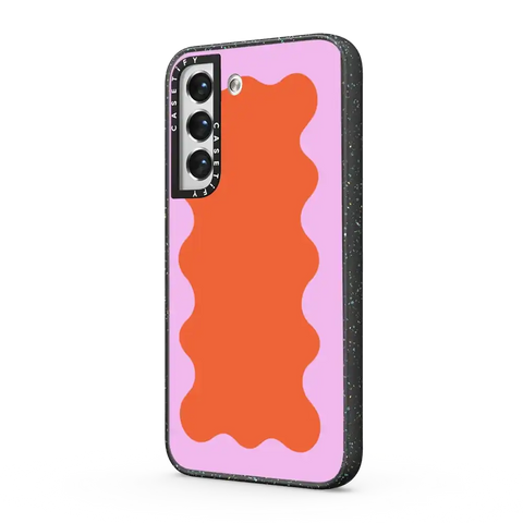 Pink Wavy Border on Orange