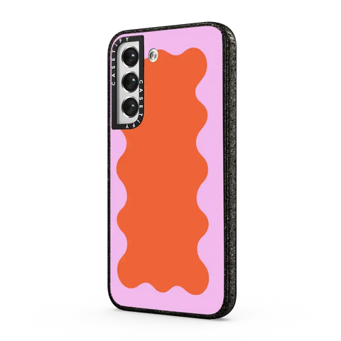 Pink Wavy Border on Orange