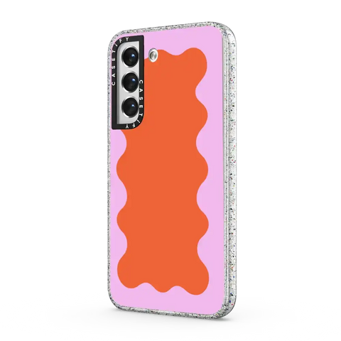 Pink Wavy Border on Orange