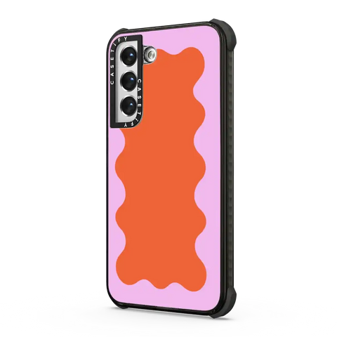 Pink Wavy Border on Orange