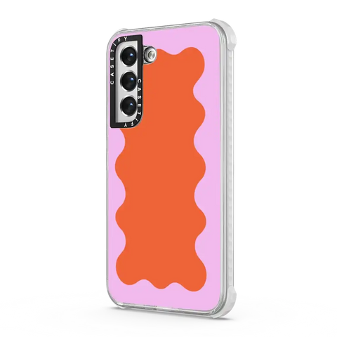 Pink Wavy Border on Orange
