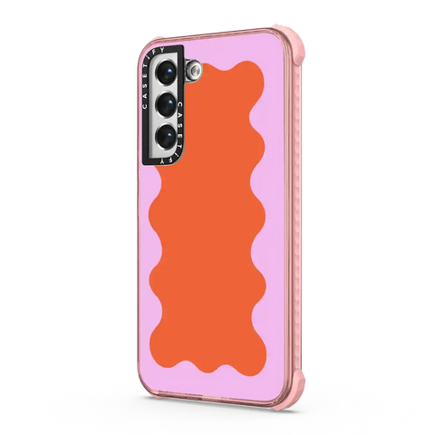 Pink Wavy Border on Orange