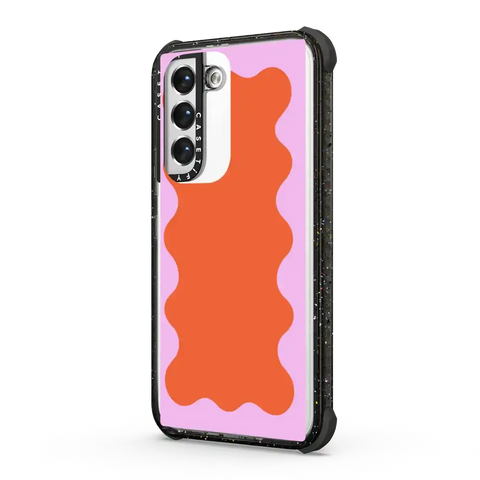Pink Wavy Border on Orange