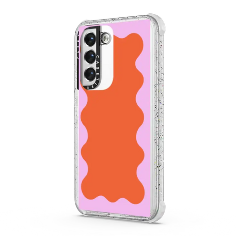 Pink Wavy Border on Orange