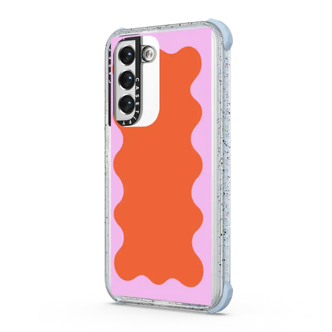Pink Wavy Border on Orange