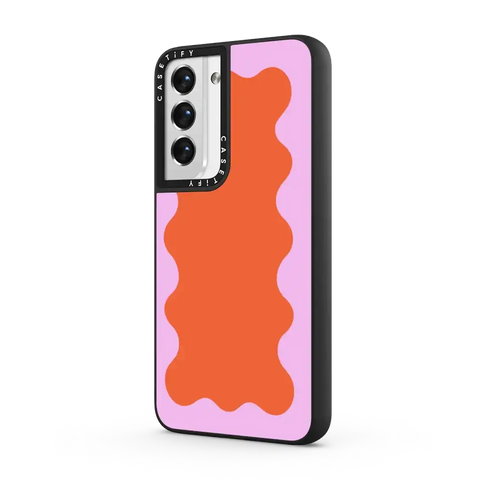 Pink Wavy Border on Orange