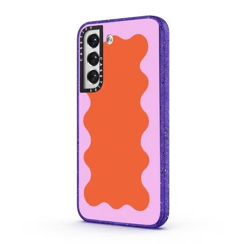 Pink Wavy Border on Orange