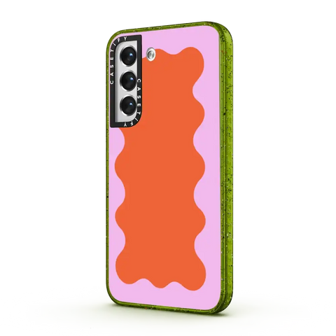 Pink Wavy Border on Orange