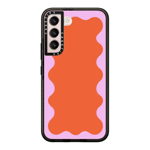 Pink Wavy Border on Orange