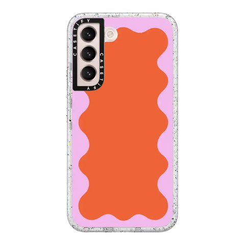 Pink Wavy Border on Orange