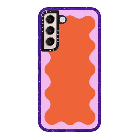 Pink Wavy Border on Orange