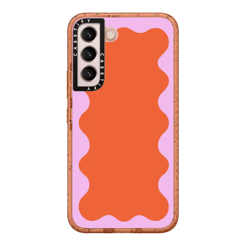 Pink Wavy Border on Orange