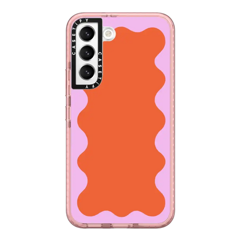 Pink Wavy Border on Orange