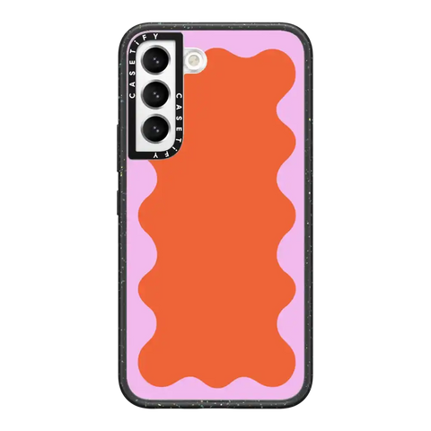 Pink Wavy Border on Orange