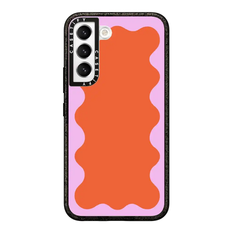 Pink Wavy Border on Orange
