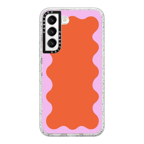 Pink Wavy Border on Orange