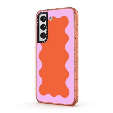 Pink Wavy Border on Orange