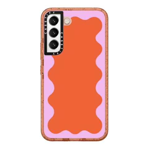 Pink Wavy Border on Orange