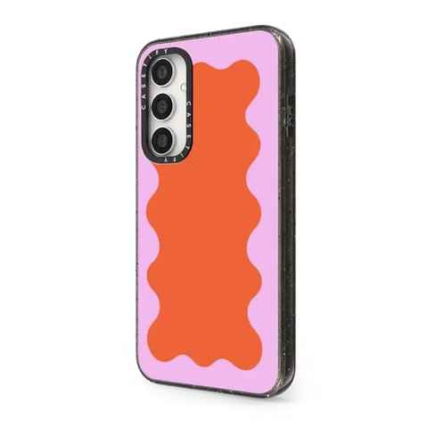 Pink Wavy Border on Orange