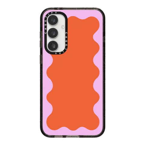 Pink Wavy Border on Orange