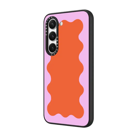 Pink Wavy Border on Orange