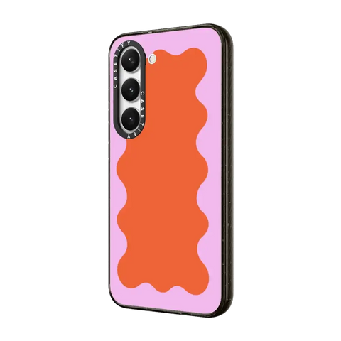 Pink Wavy Border on Orange