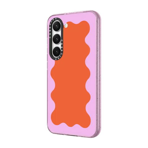 Pink Wavy Border on Orange