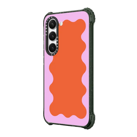 Pink Wavy Border on Orange