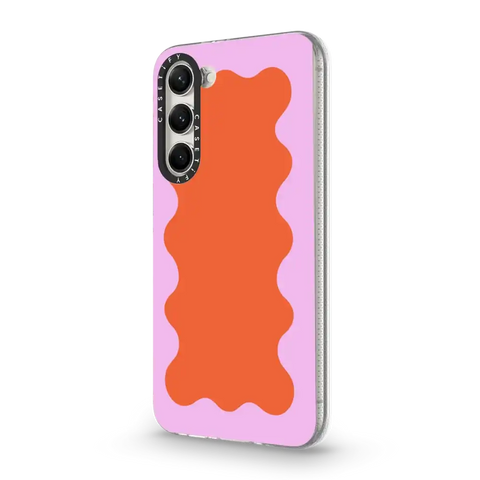 Pink Wavy Border on Orange