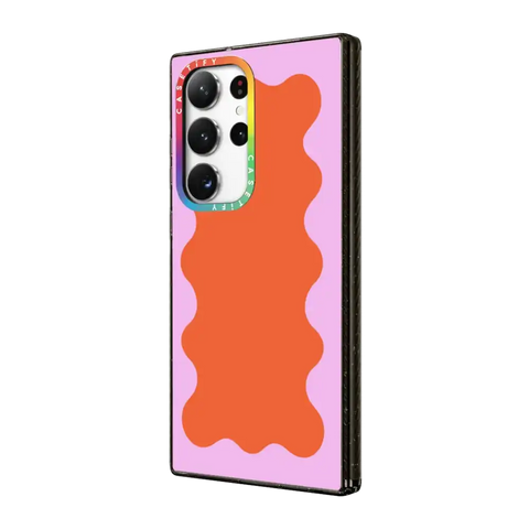 Pink Wavy Border on Orange