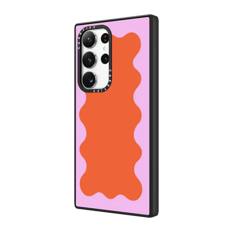 Pink Wavy Border on Orange