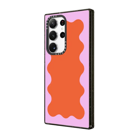 Pink Wavy Border on Orange