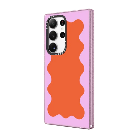 Pink Wavy Border on Orange