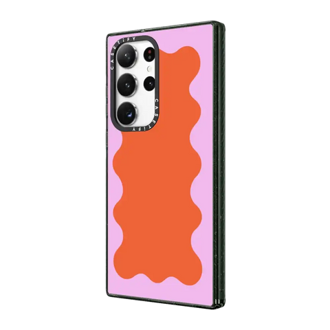 Pink Wavy Border on Orange
