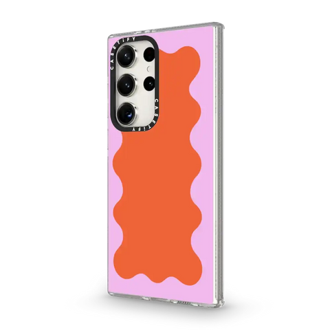 Pink Wavy Border on Orange