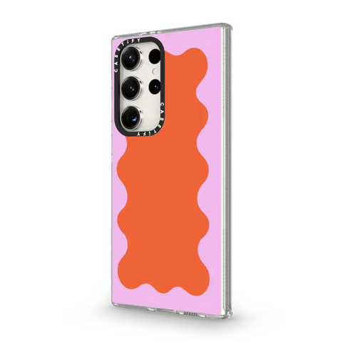 Pink Wavy Border on Orange