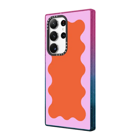 Pink Wavy Border on Orange
