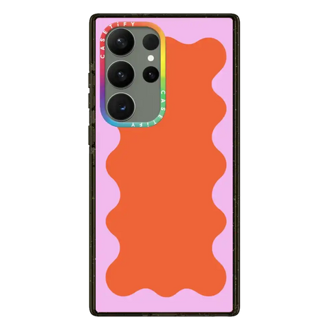 Pink Wavy Border on Orange