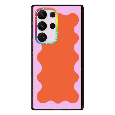 Pink Wavy Border on Orange