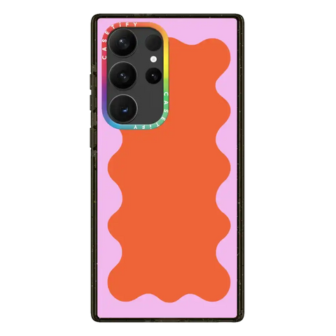 Pink Wavy Border on Orange