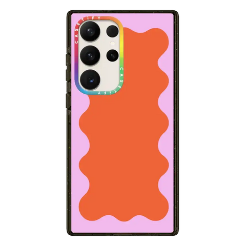 Pink Wavy Border on Orange