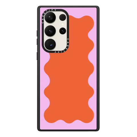 Pink Wavy Border on Orange